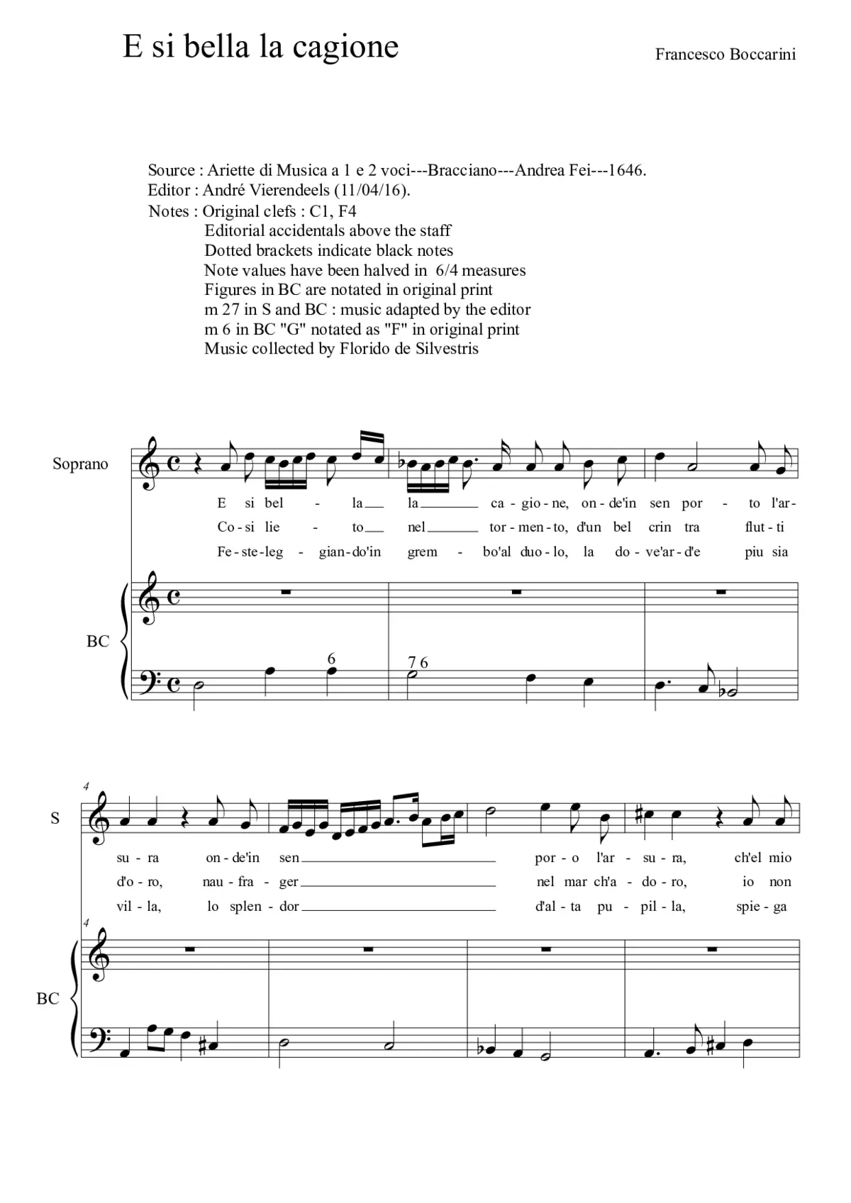 E si bella la cagione - Page 1