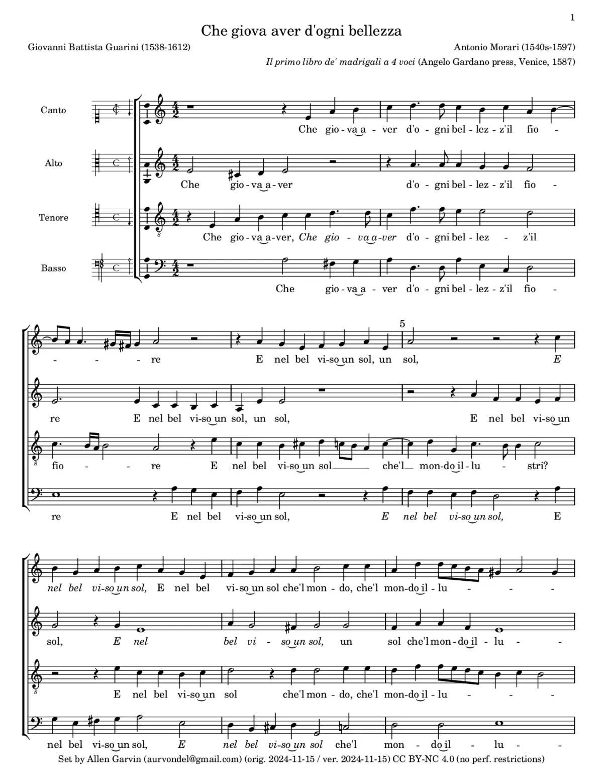 Che giova haver d'ogni bellezza il fiore - Page 1