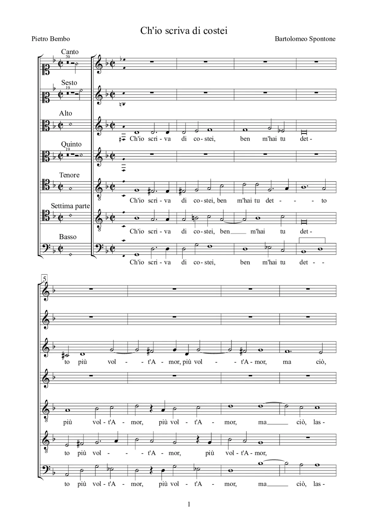 Ch'io scriva di costei - Page 1