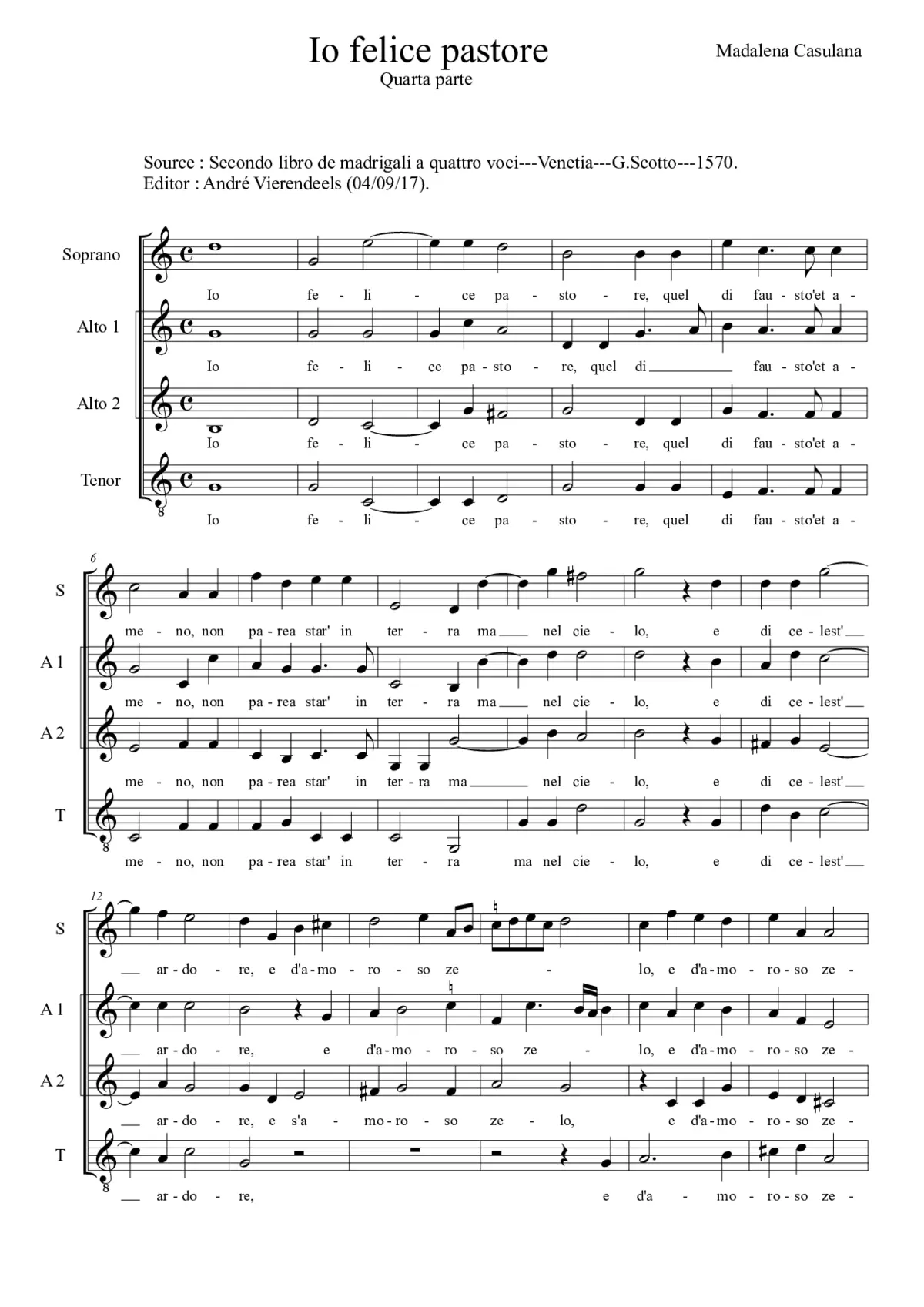 Io felice pastore - Page 1