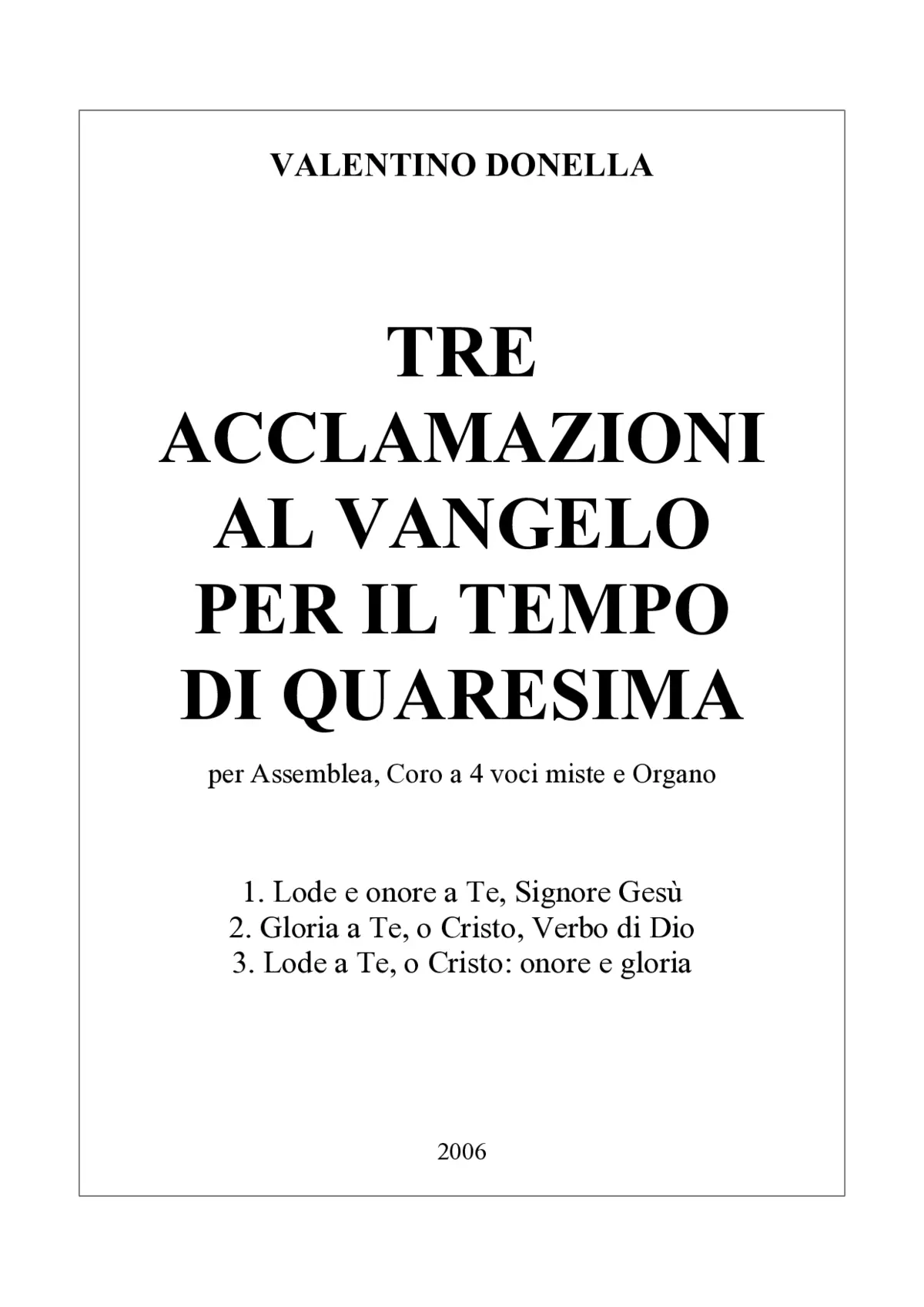 3 acclamazioni al Vangelo per il tempo di Quaresima - Page 1