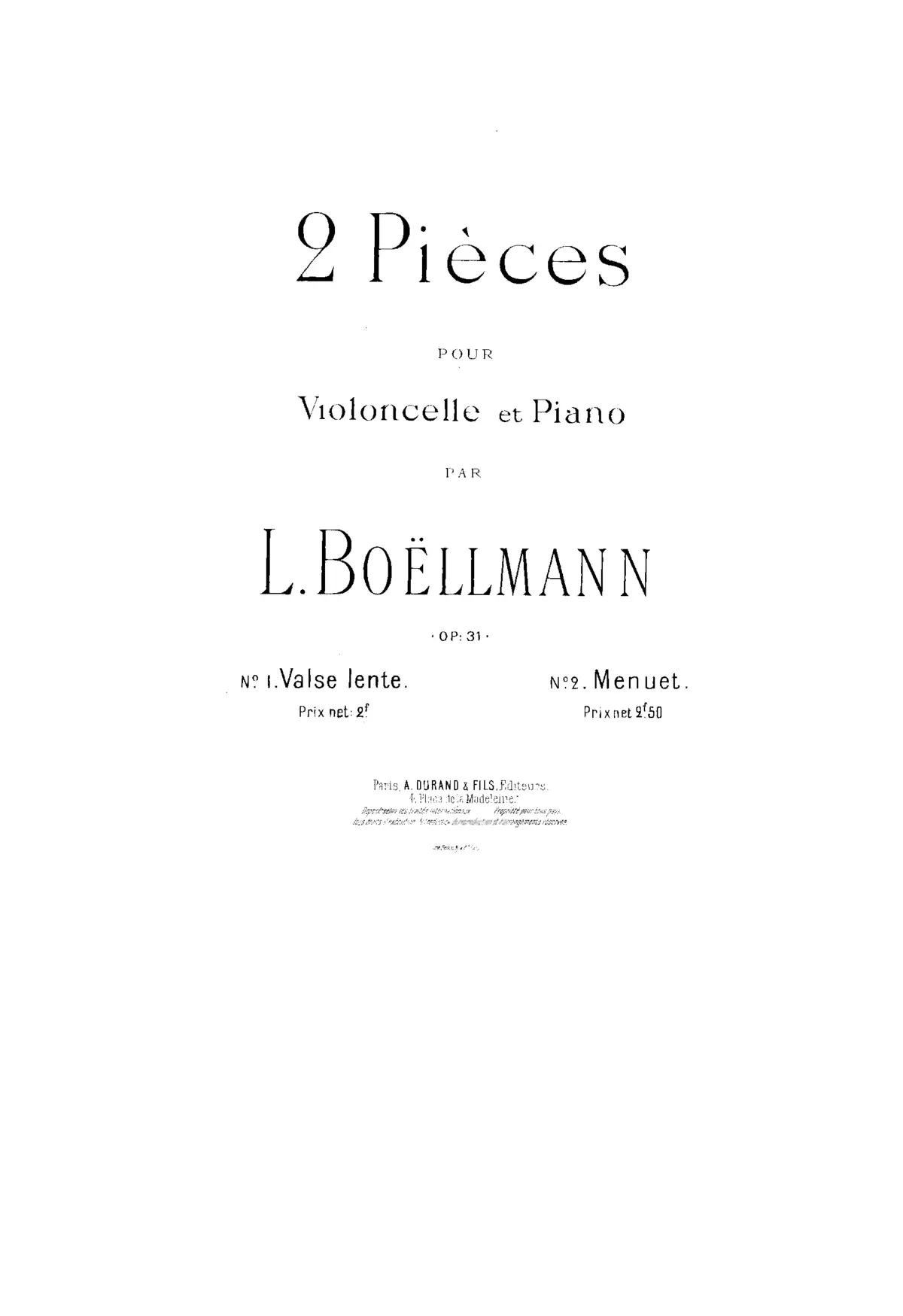 2 Pièces, Op.31 - Page 1