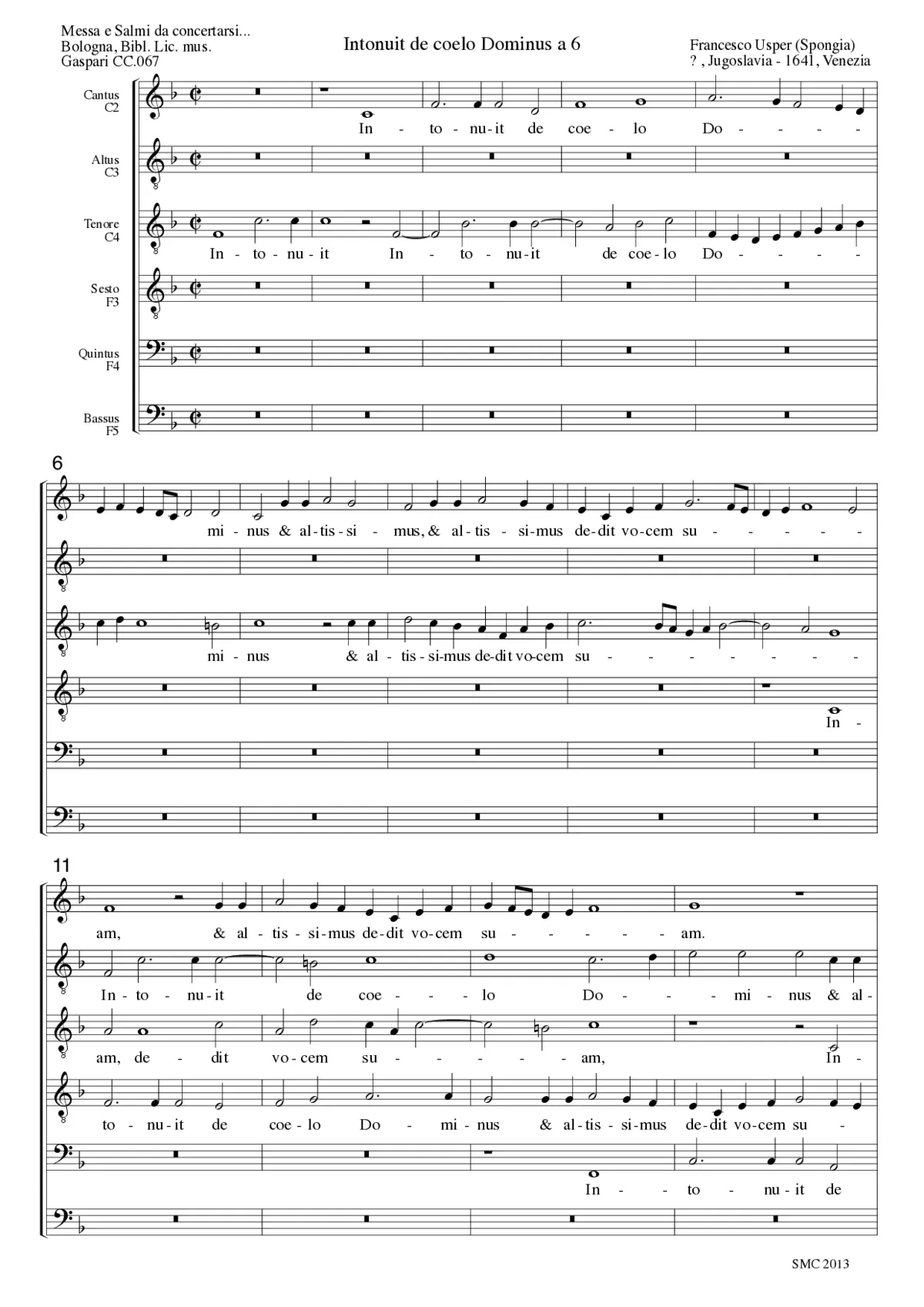 Intonuit de coelo Dominus a 6 - Page 1