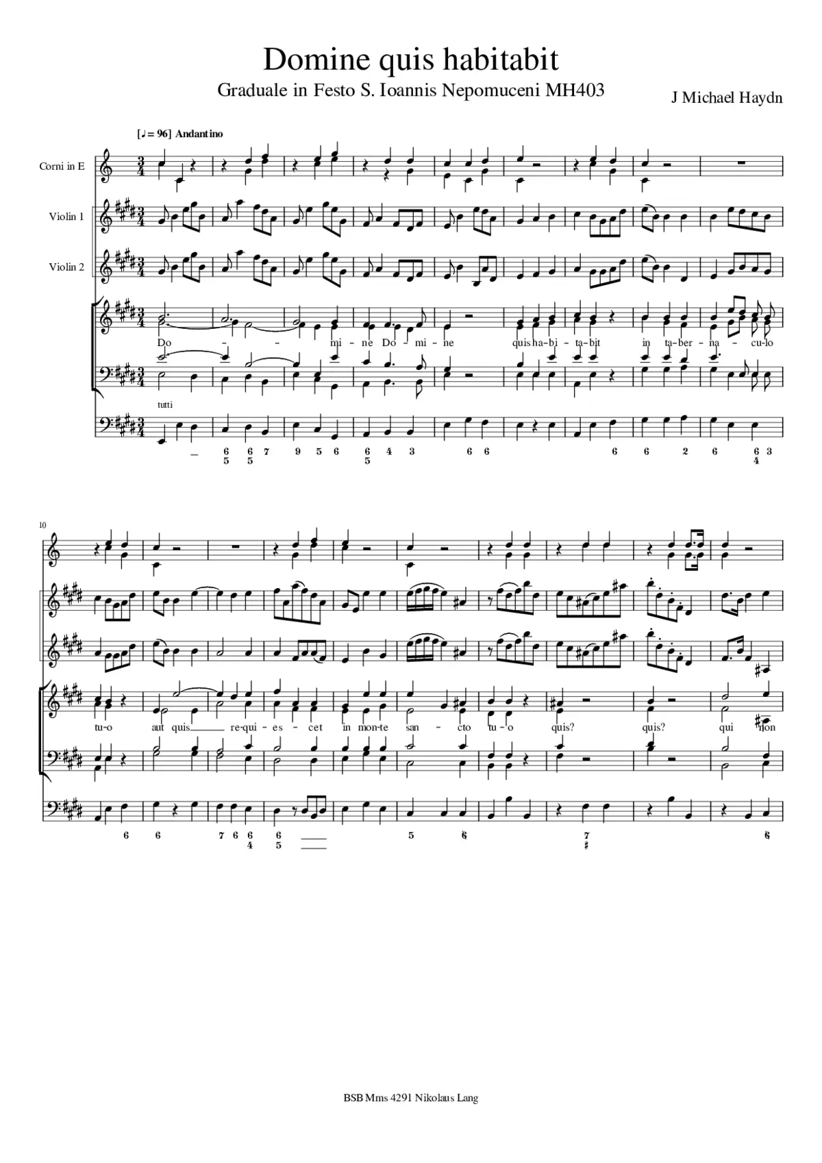 Domine quis habitabit, MH 403 - Page 1