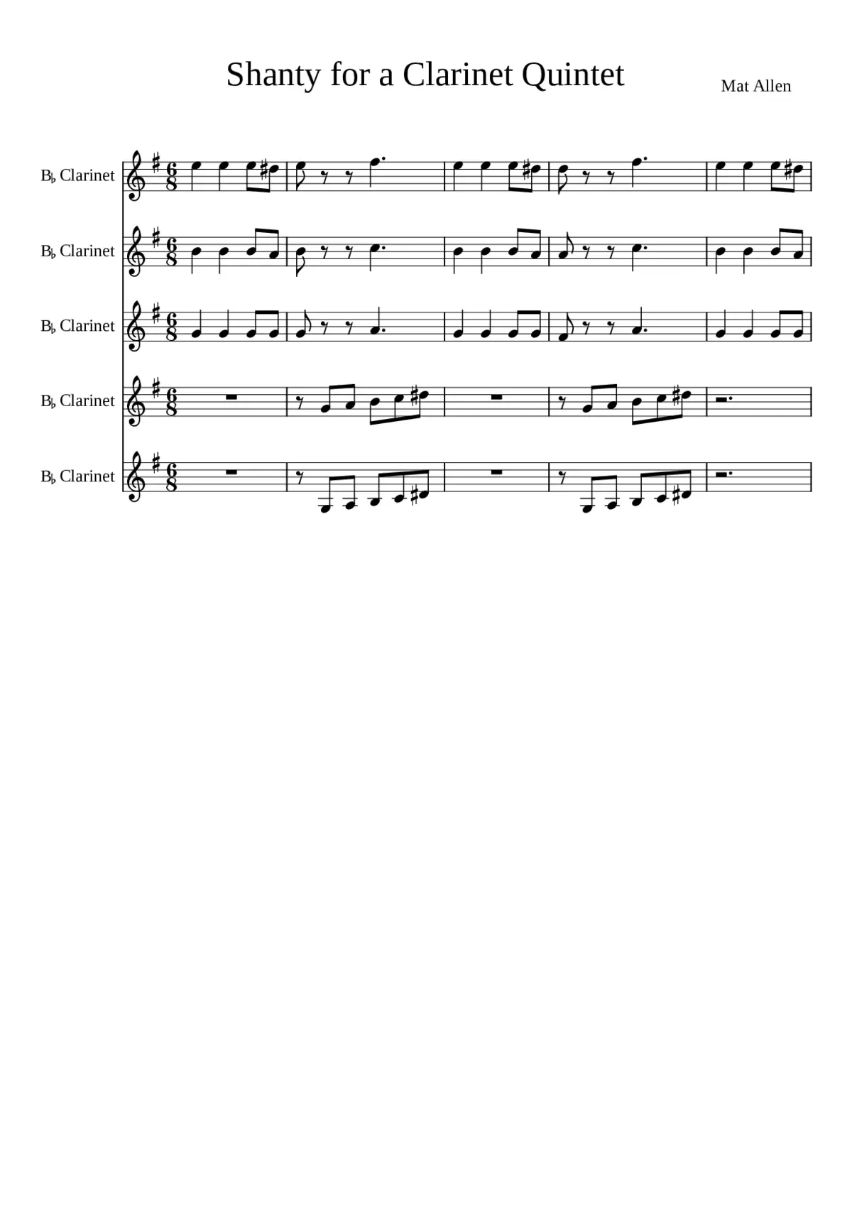 Shanty for a Clarinet Quintet - Page 1