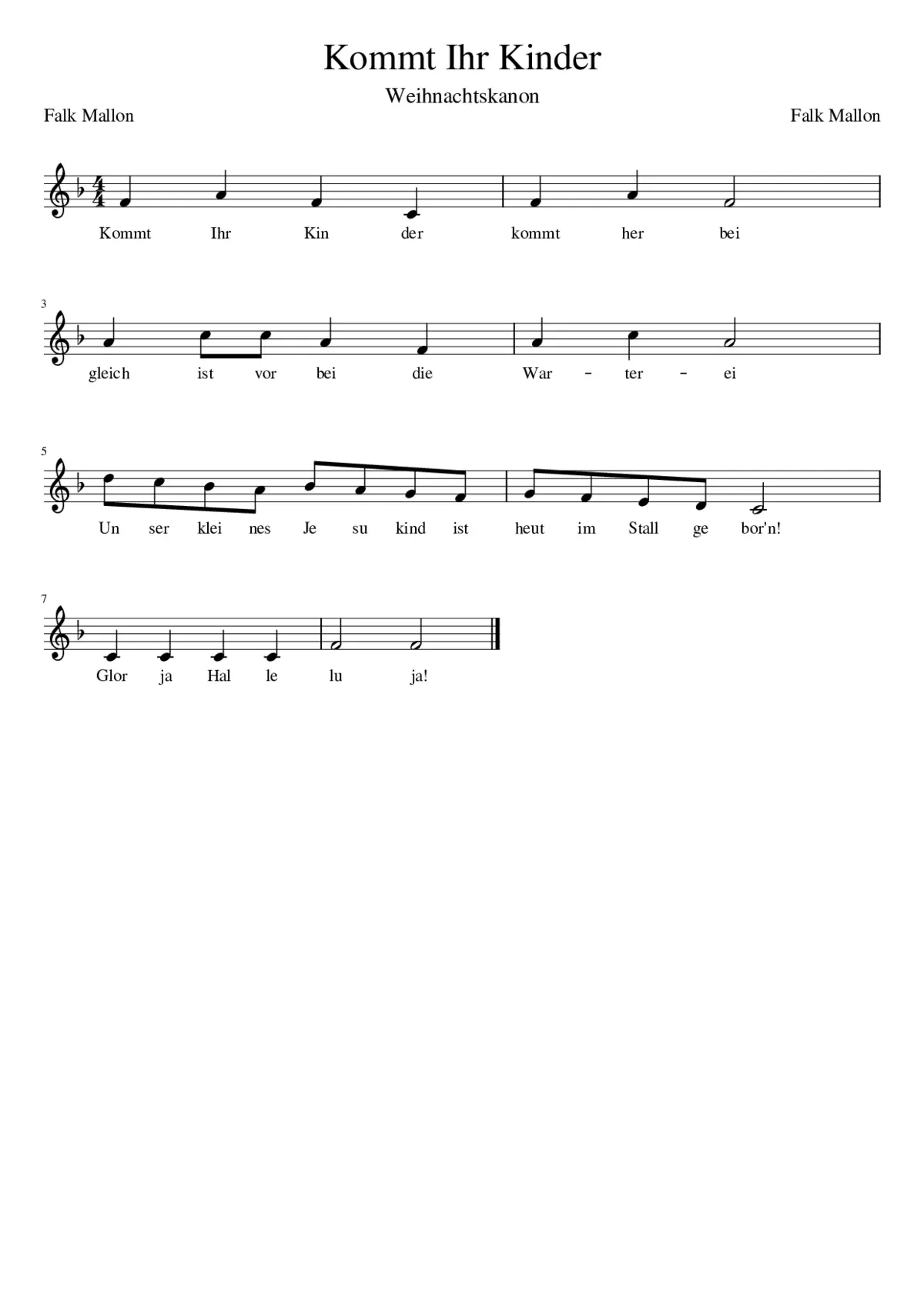 Kommt Ihr Kinder Kanon - Page 1