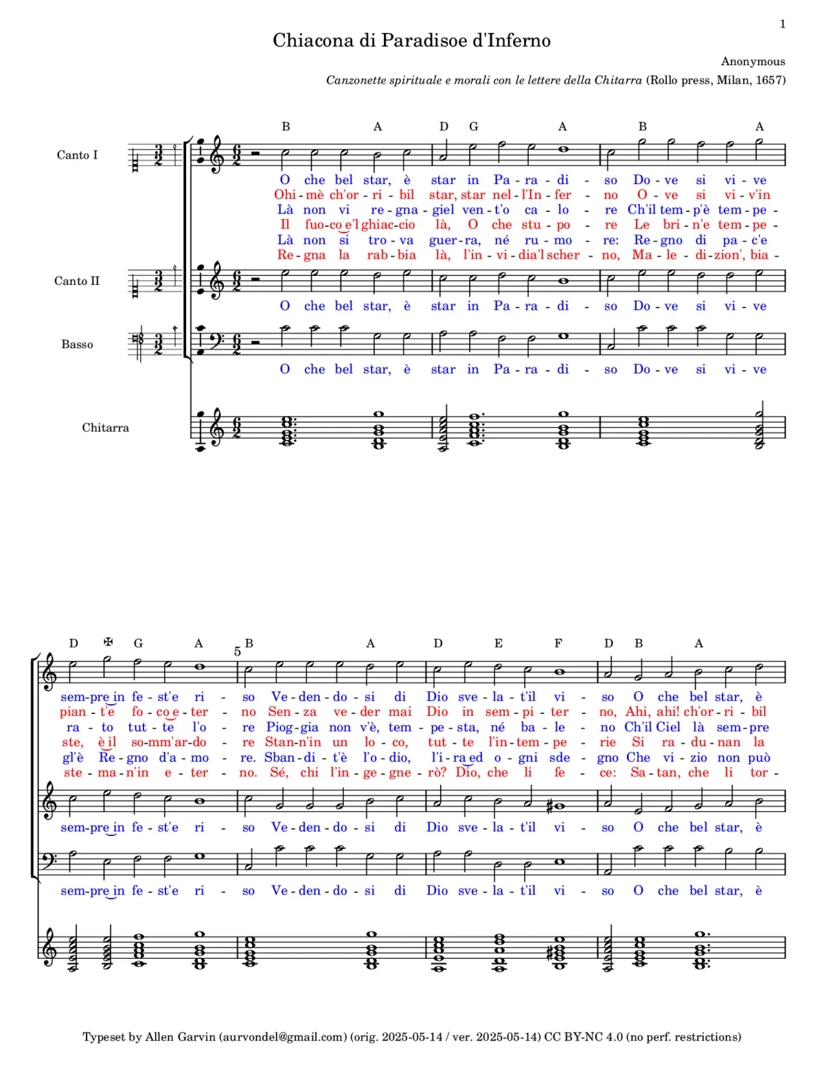 Ciaccona di paradiso, e d'inferno - Page 1
