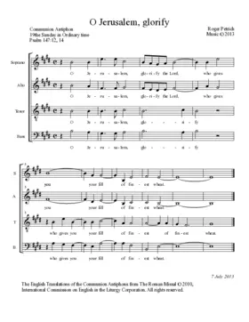 O Jerusalem, glorify the Lord