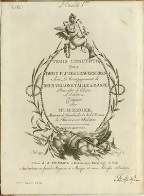 3 Concerts pour 2 Flutes Traversieres Avec L'Accompagnement de 2 Violons, Taille &amp; Basse. 2 Cors de Chasse ad Libitum