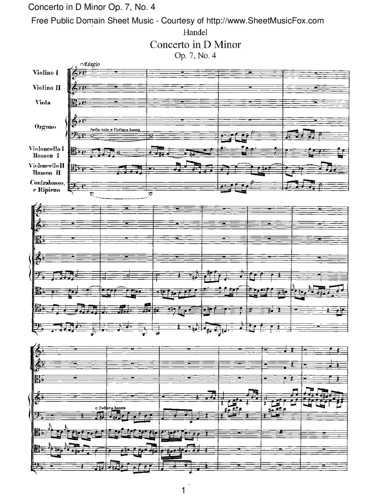 Organ Concerto in D minor - Page 1