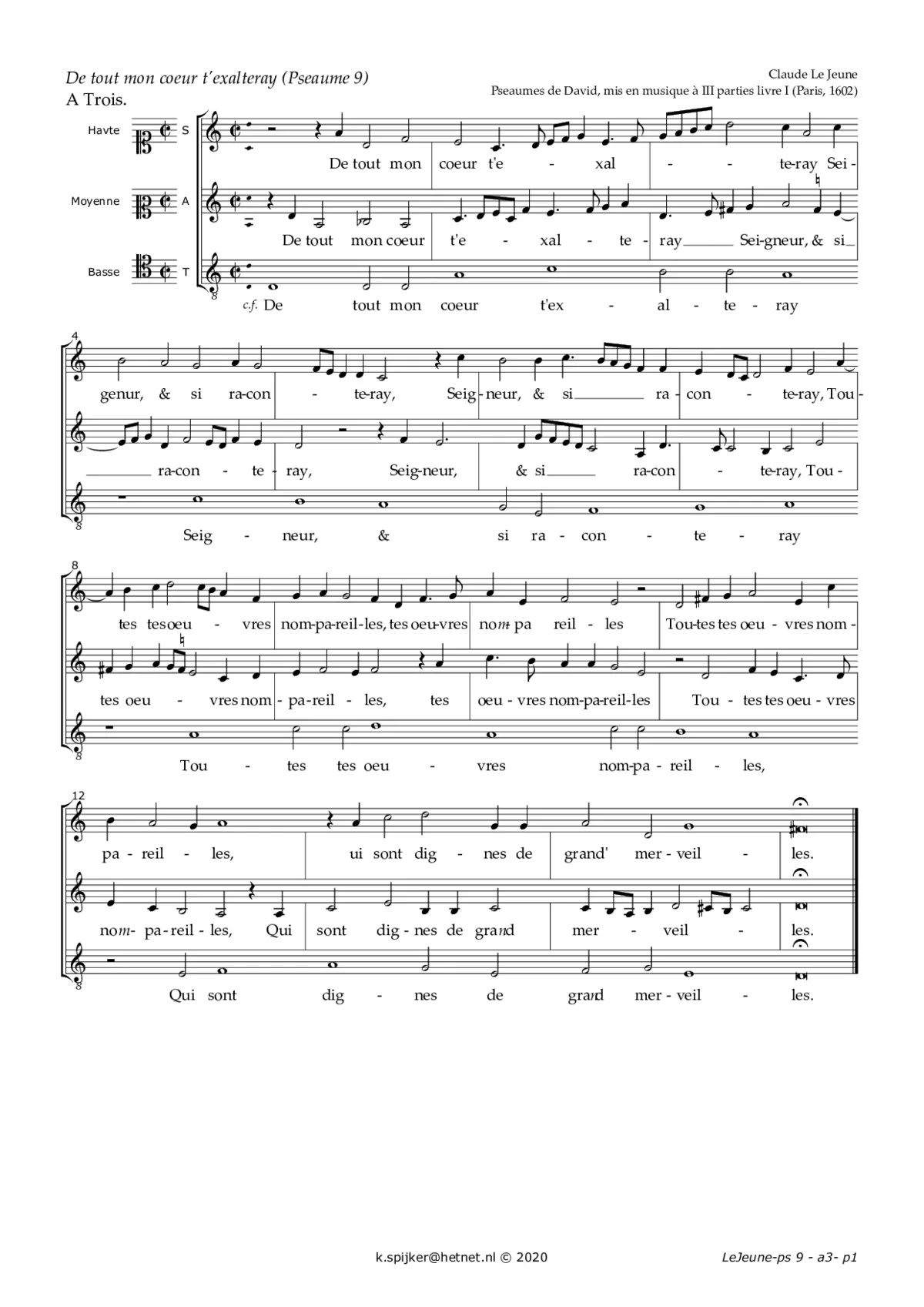 De tout mon coeur t'exalteray - Page 1