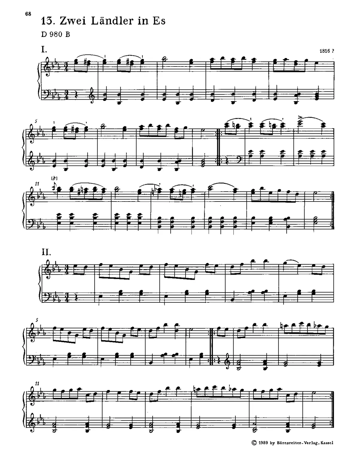 2 Ländler in E-flat major - Page 1