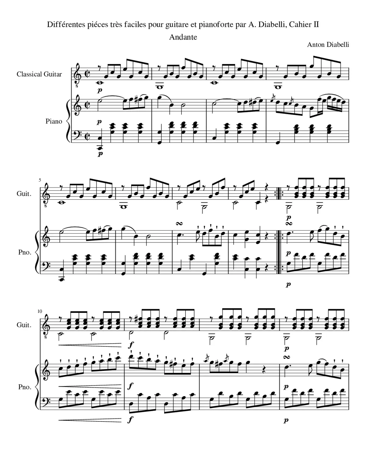 (WIP) Diabelli - Différentes piéces très faciles pour guitare et pianoforte par A. Diabelli Cahier II - Andante - Page 1