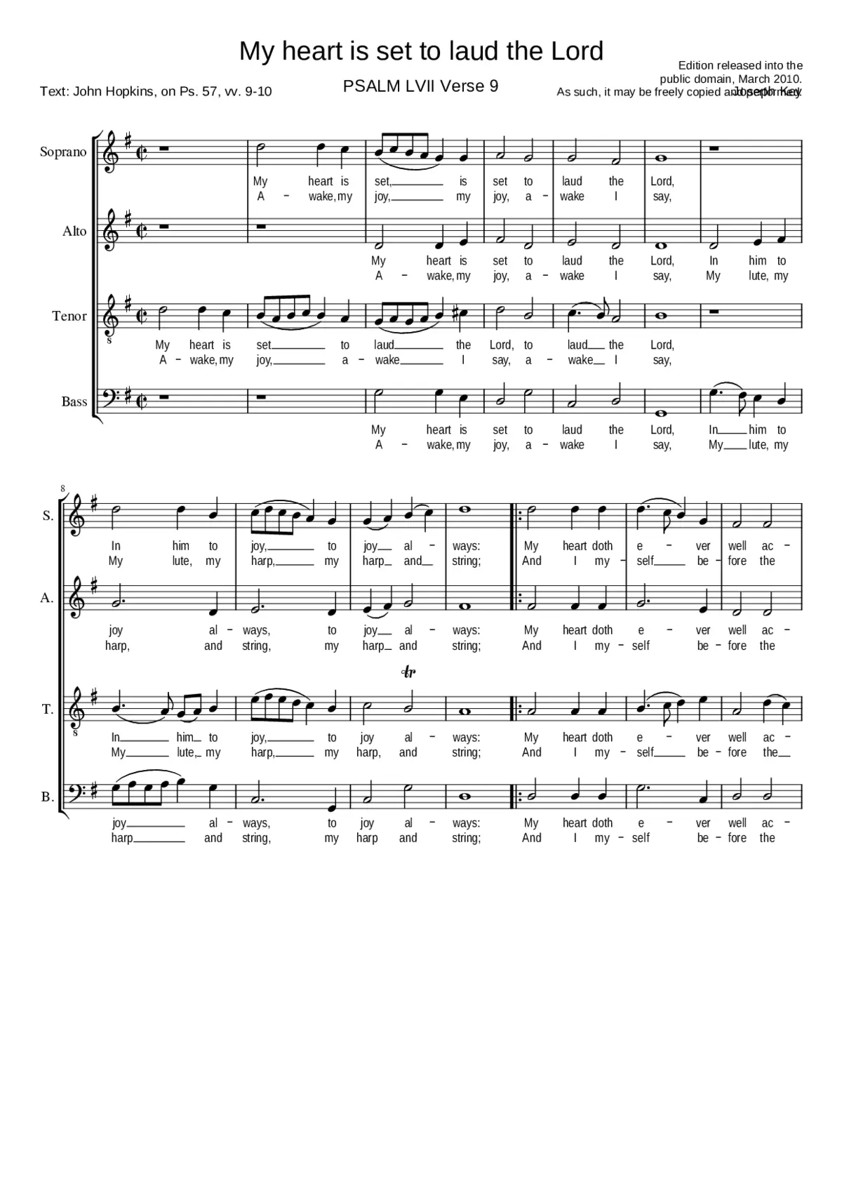 My heart is set to laud the Lord - Page 1