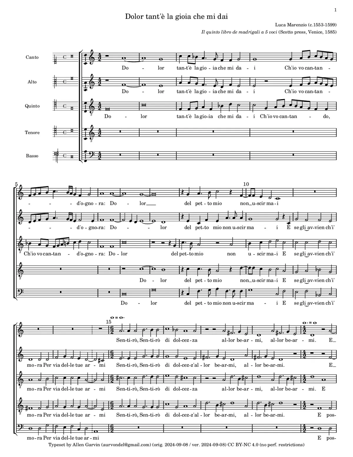 Dolor, tant'è la gioia che mi dai - Page 1