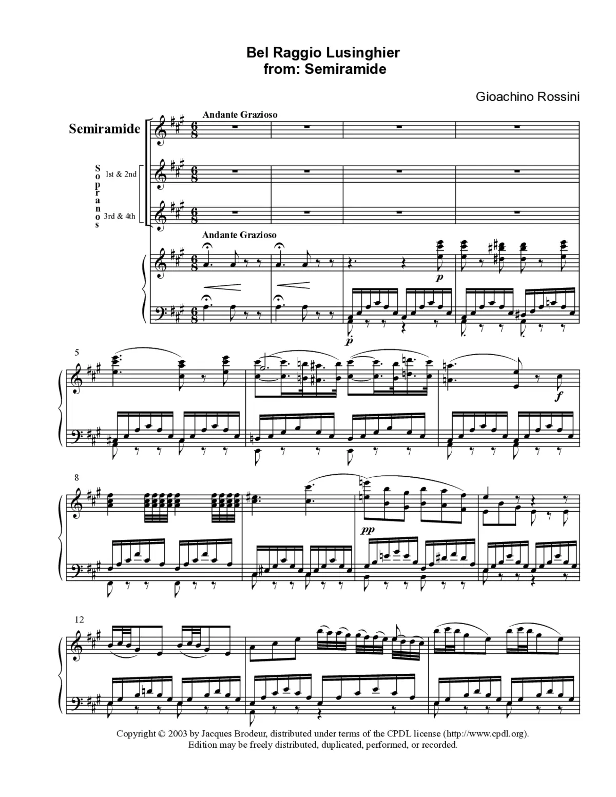 Bel Raggio Lusinghier (from 'Semiramide') - Page 1