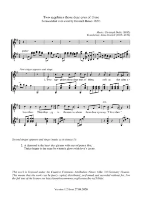 Two sapphires those dear eyes of thine