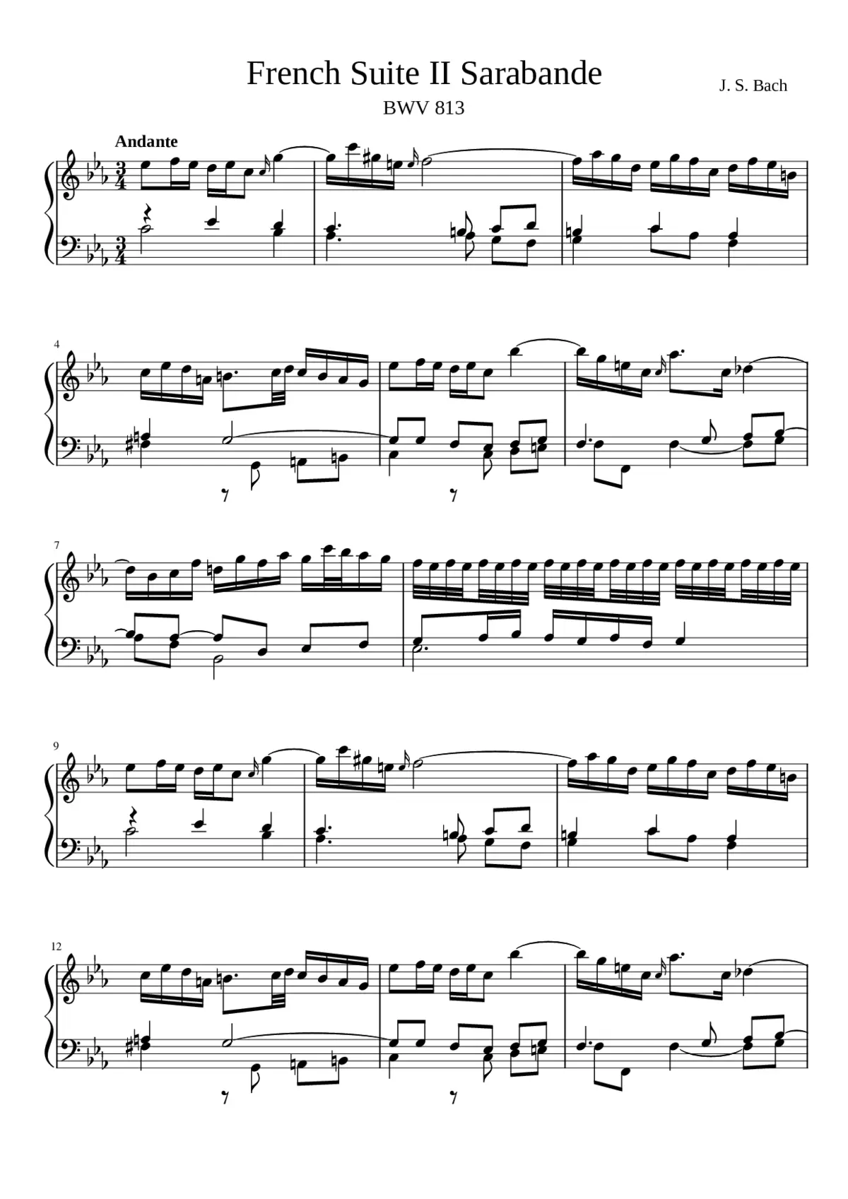 French Suite No.2 in C minor BWV 813 - Page 1