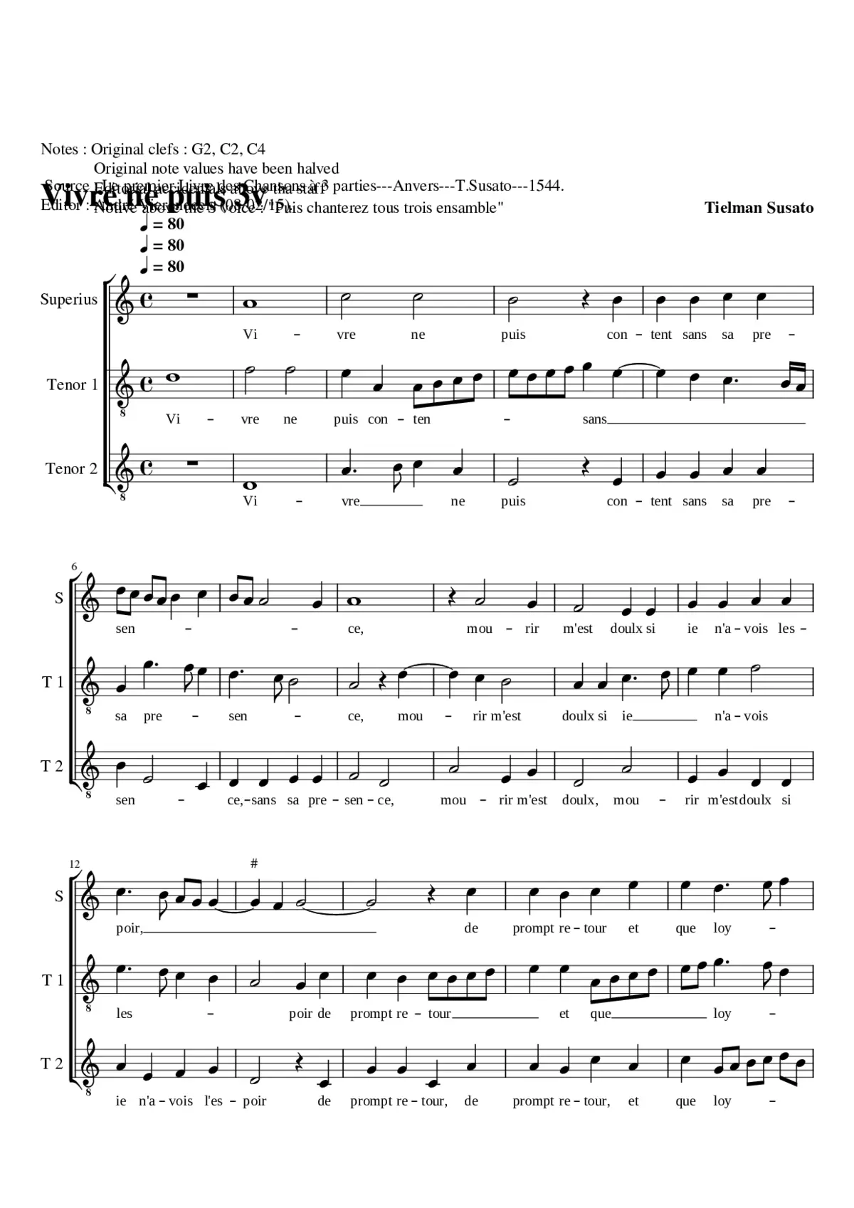 Vivre ne puis - Page 1