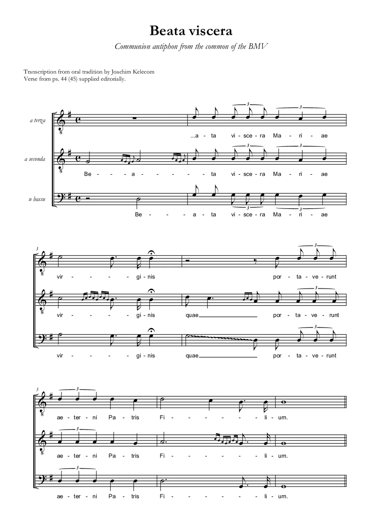 Beata viscera - Corsican chant - Page 1