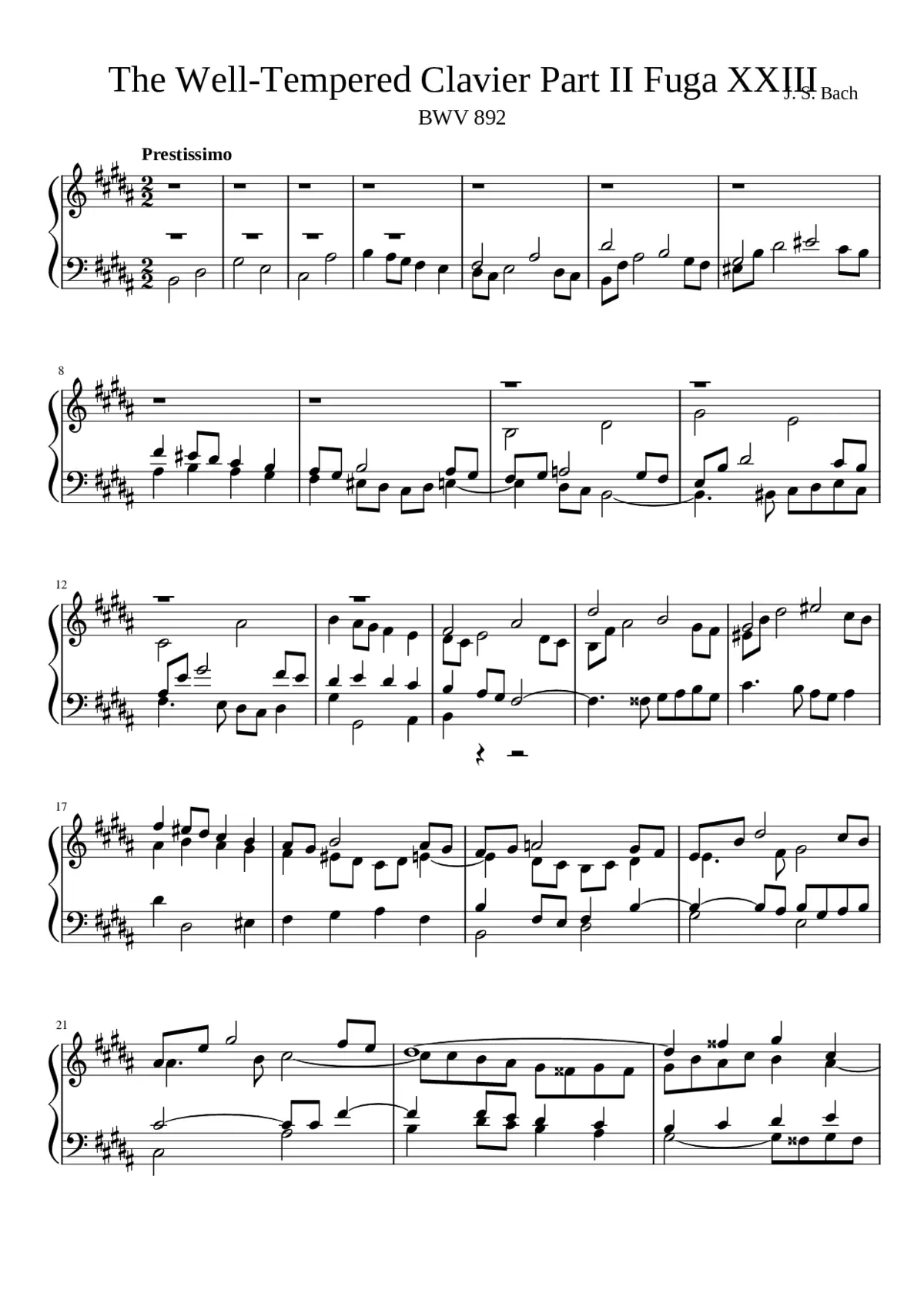 Prelude and Fugue in B major BWV 892 - Page 1