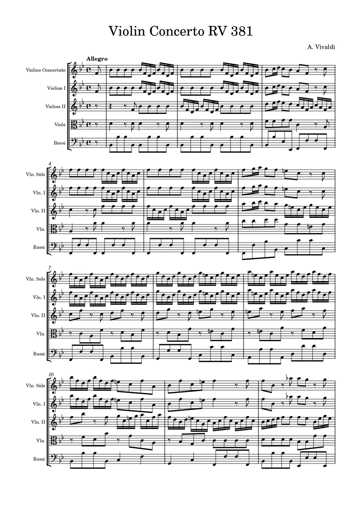 Violin Concerto in B-flat major - Page 1