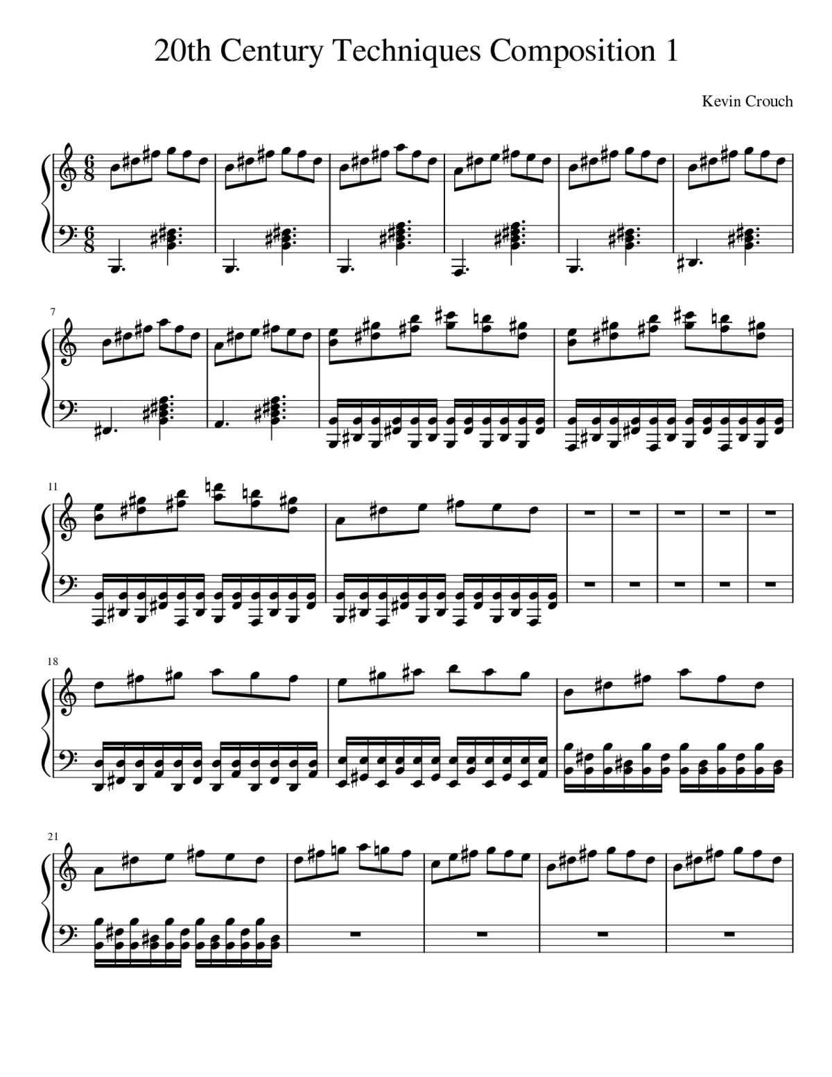 20th Century Techniques Composition 1 Rough Draft - Page 1