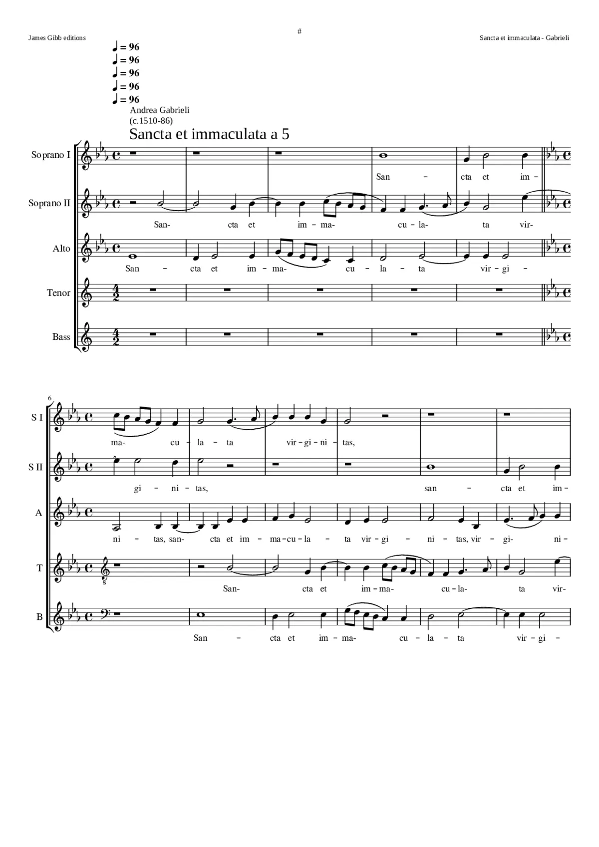 Sancta et Immaculata a 5 (see also 4vv setting) - Page 1