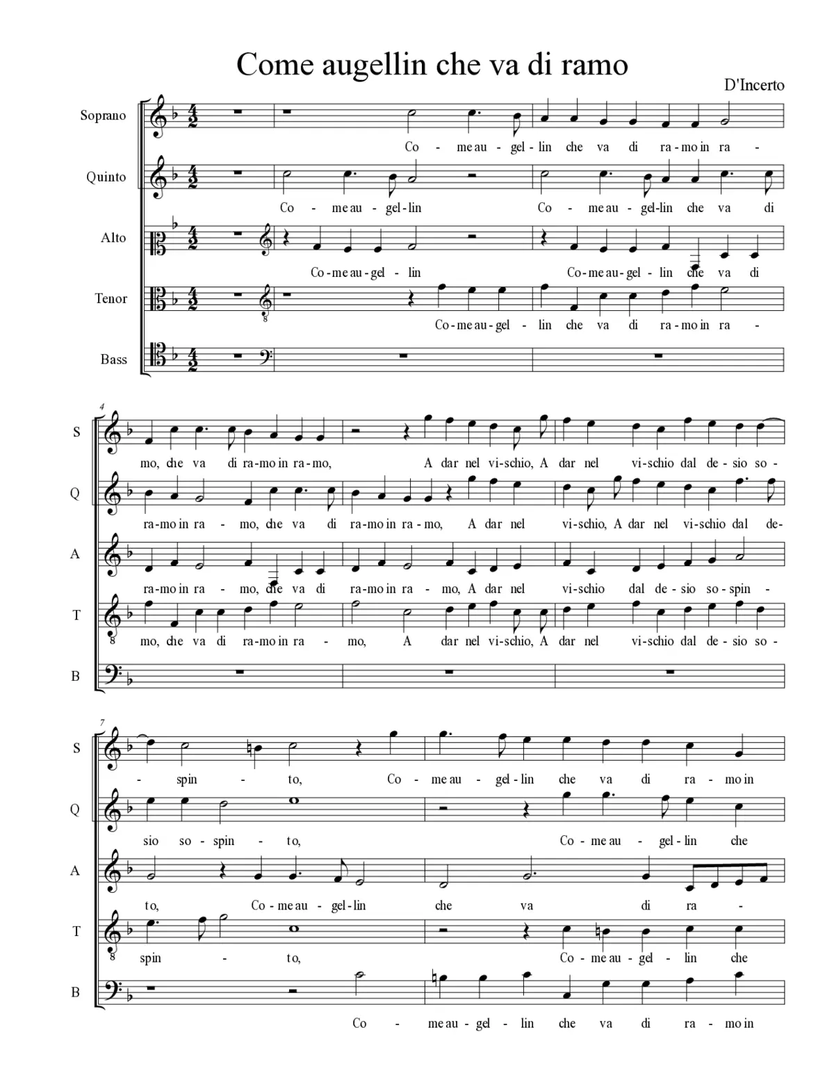 Come augellin che va di ramo - Page 1