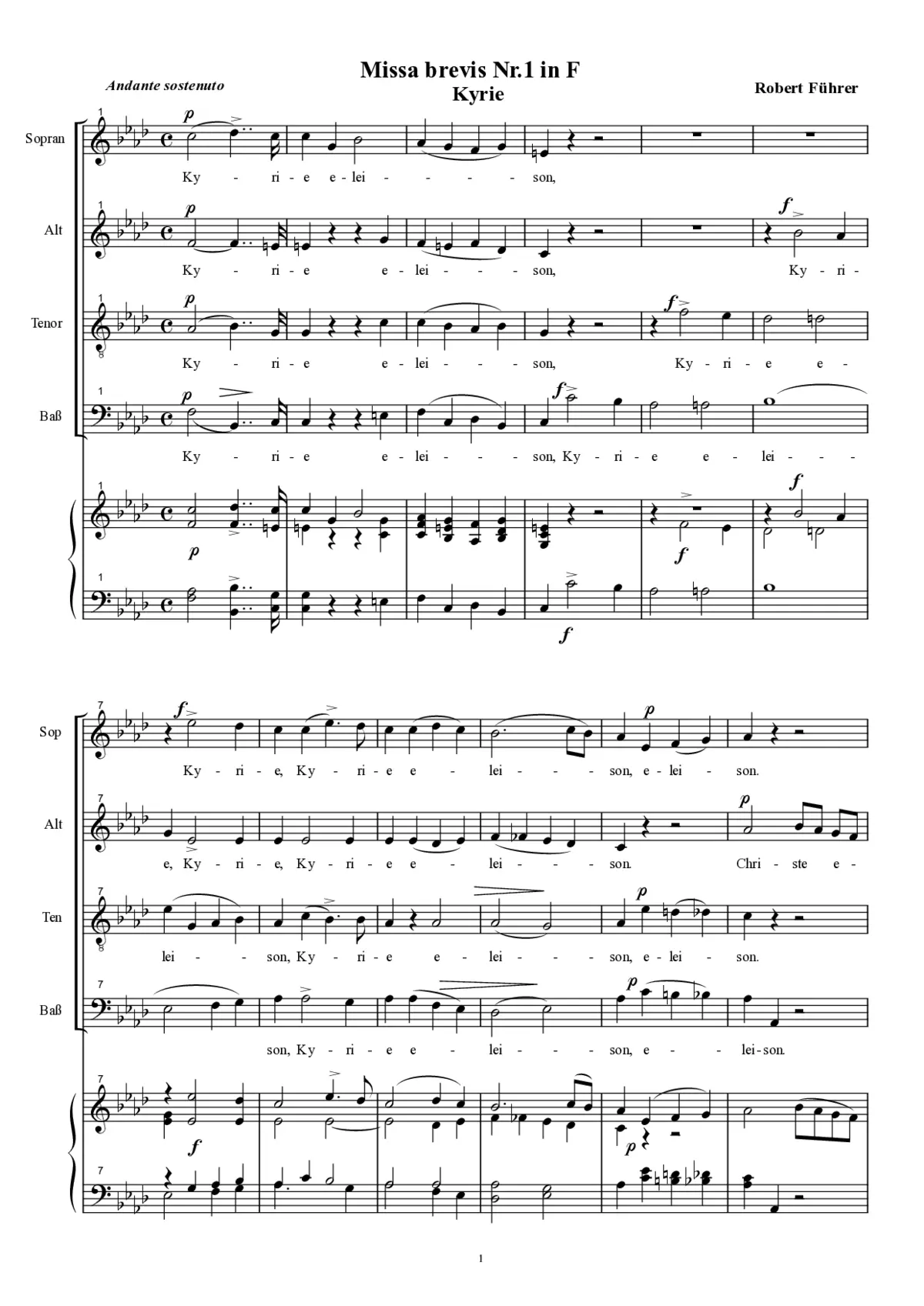 Missa brevis No. 1 in F - Page 1