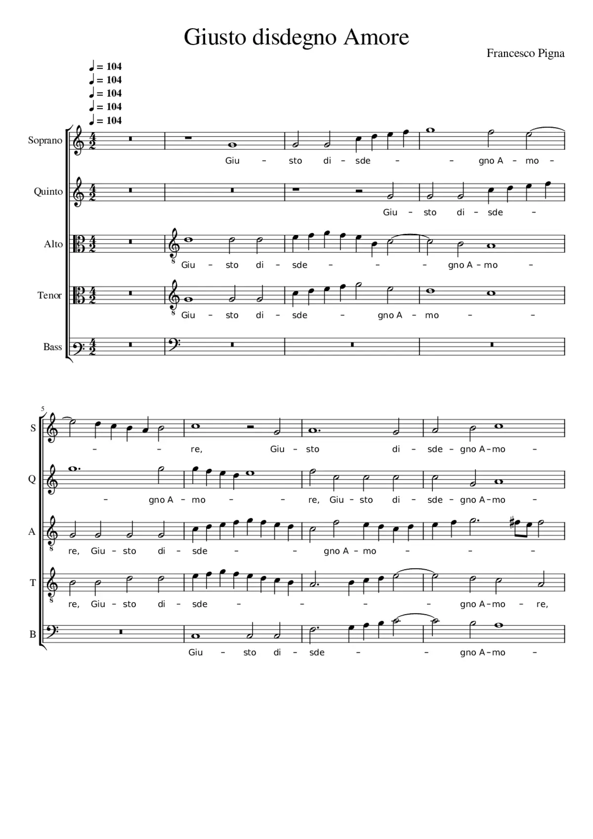 Giusto disdegno Amore - Page 1