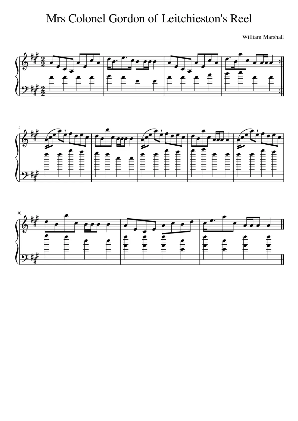 Mrs Colonel Gordon of Leitchieston's Reel - Page 1