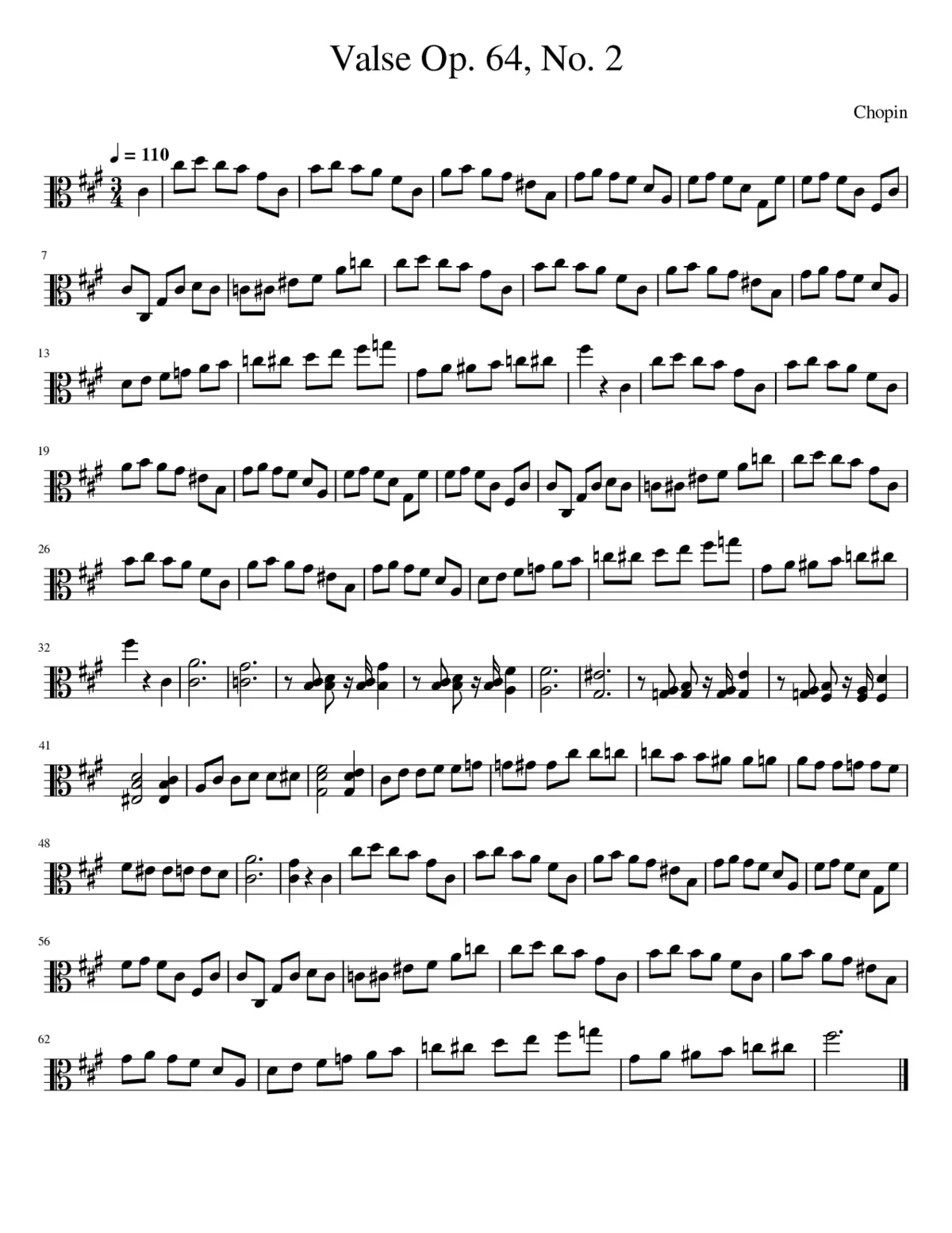 Chopin Valse Op. 64 No. 2 for Viola - Page 1