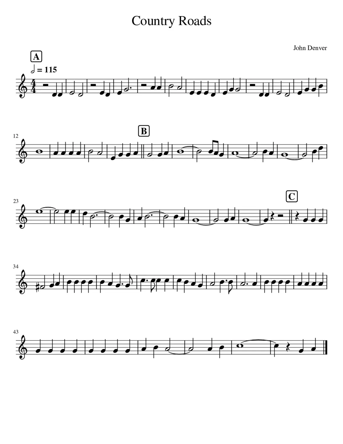 Country Roads Recital - Page 1