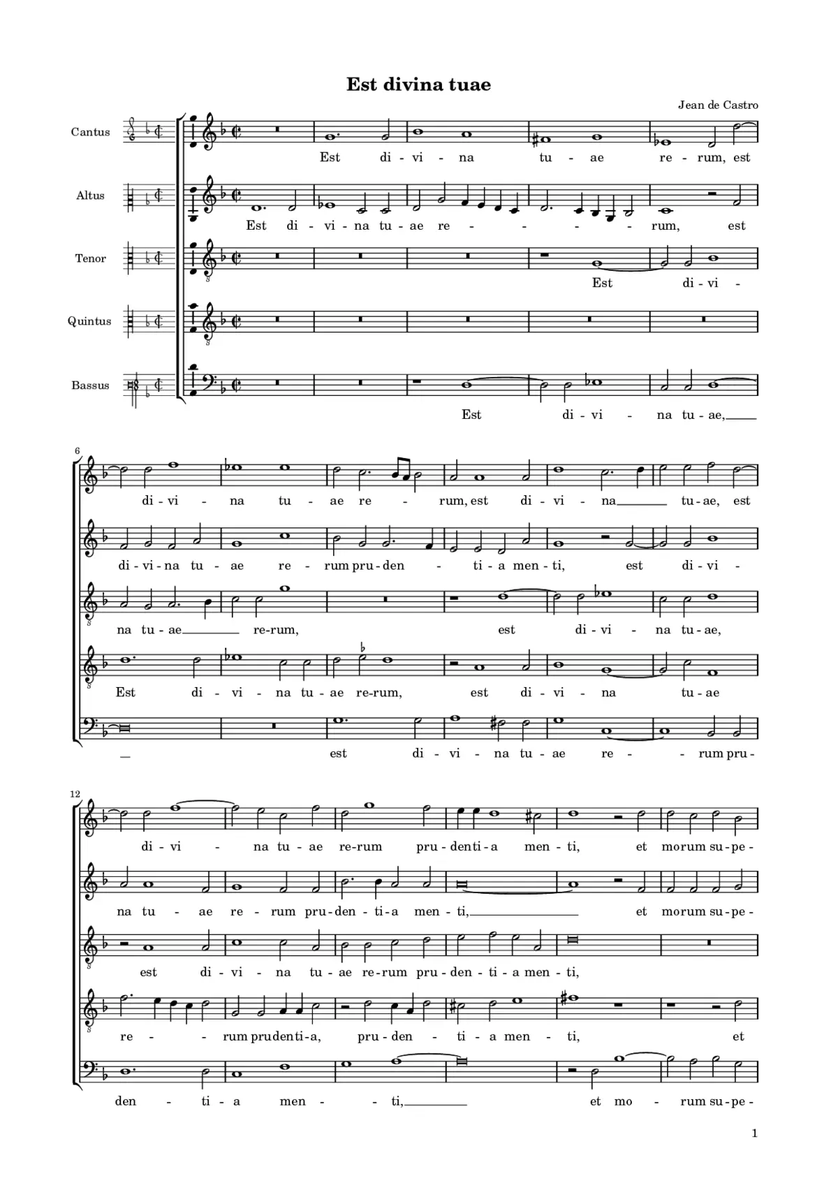 Est divina tuae - Page 1