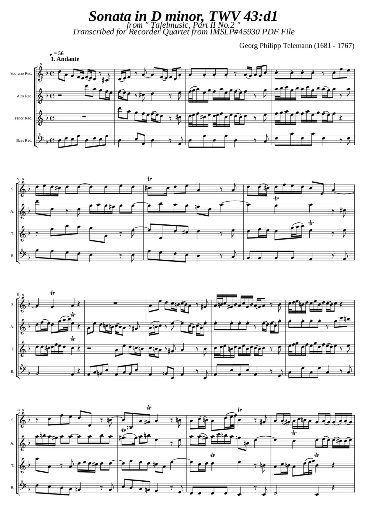 Sonata in D minor TWV 43:d1 - Page 1