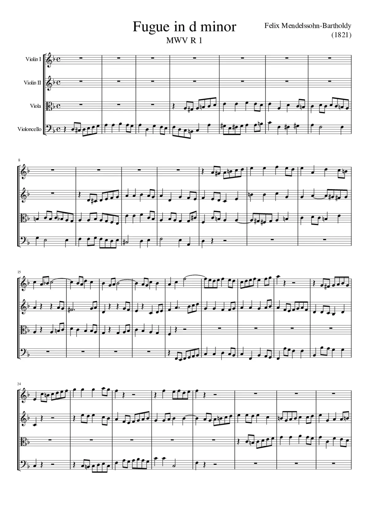 12 Fugues for String Quartet - Page 1