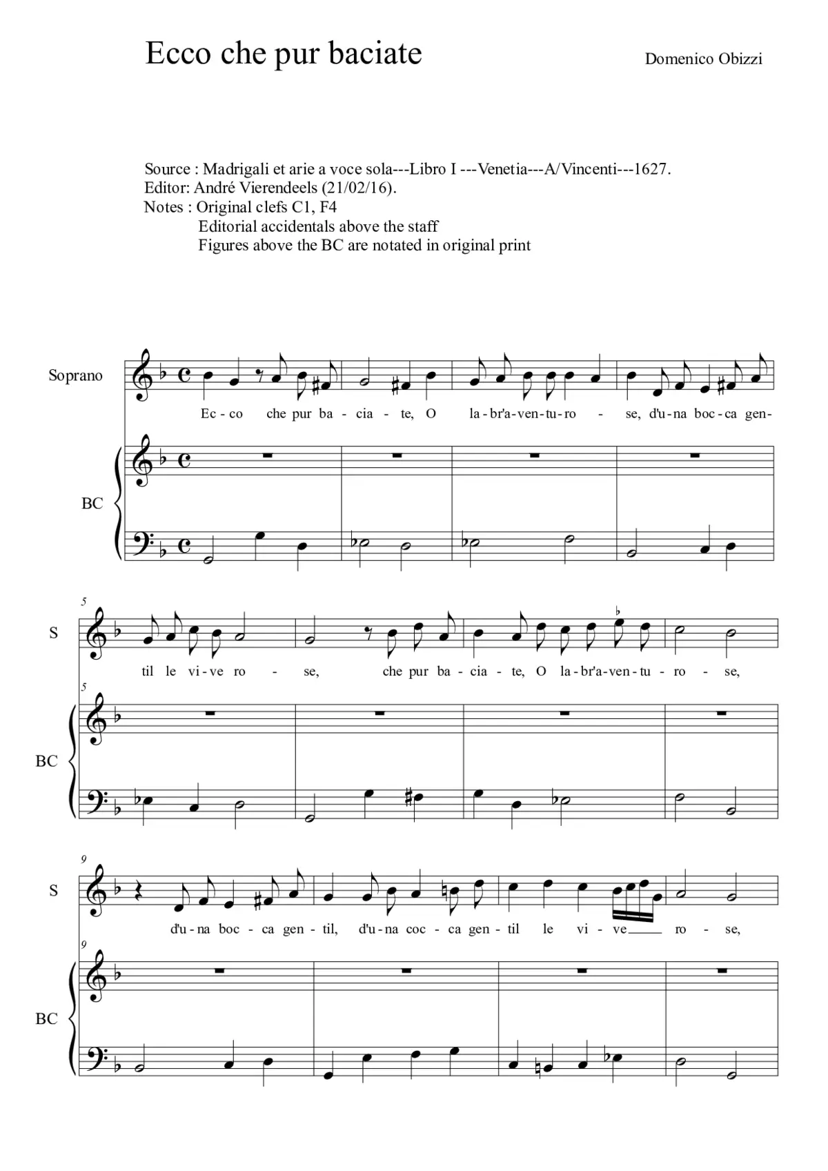 Ecco che pur baciate - Page 1