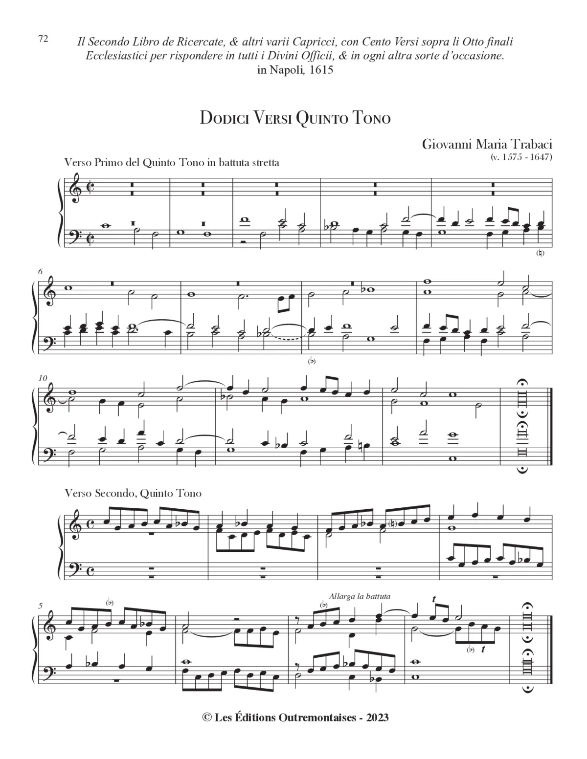 12 Versi Quinto Tono per Organo - Page 1
