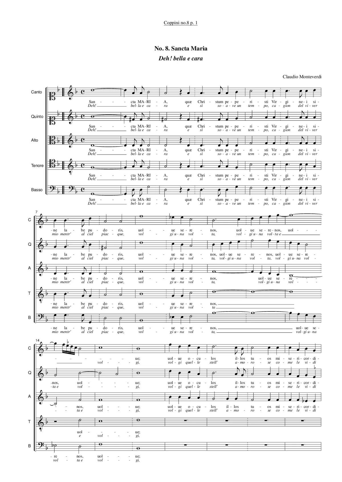 Ch'io t'ami, e t’ami piú della mia vita - Page 1