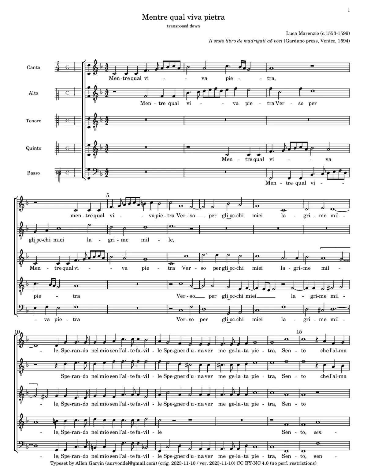 Mentre qual viva pietra - Page 1