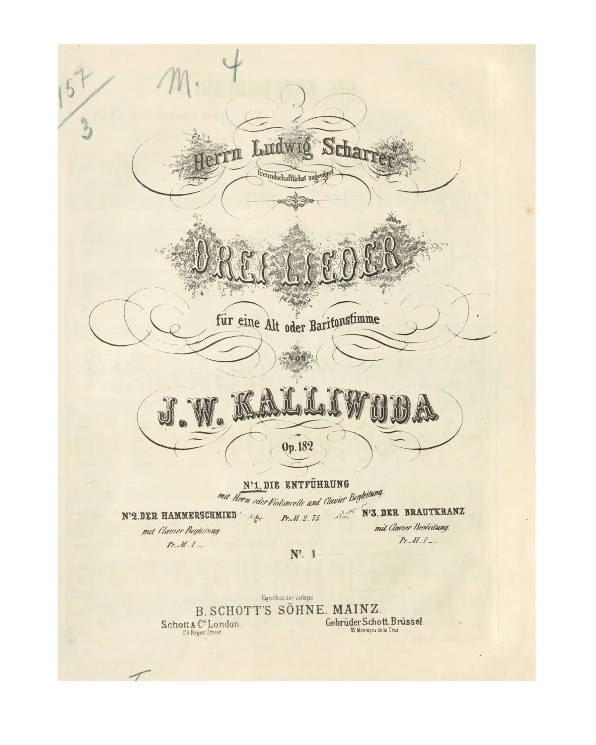 3 Lieder für eine Alto oder Baritonstimme - Page 1