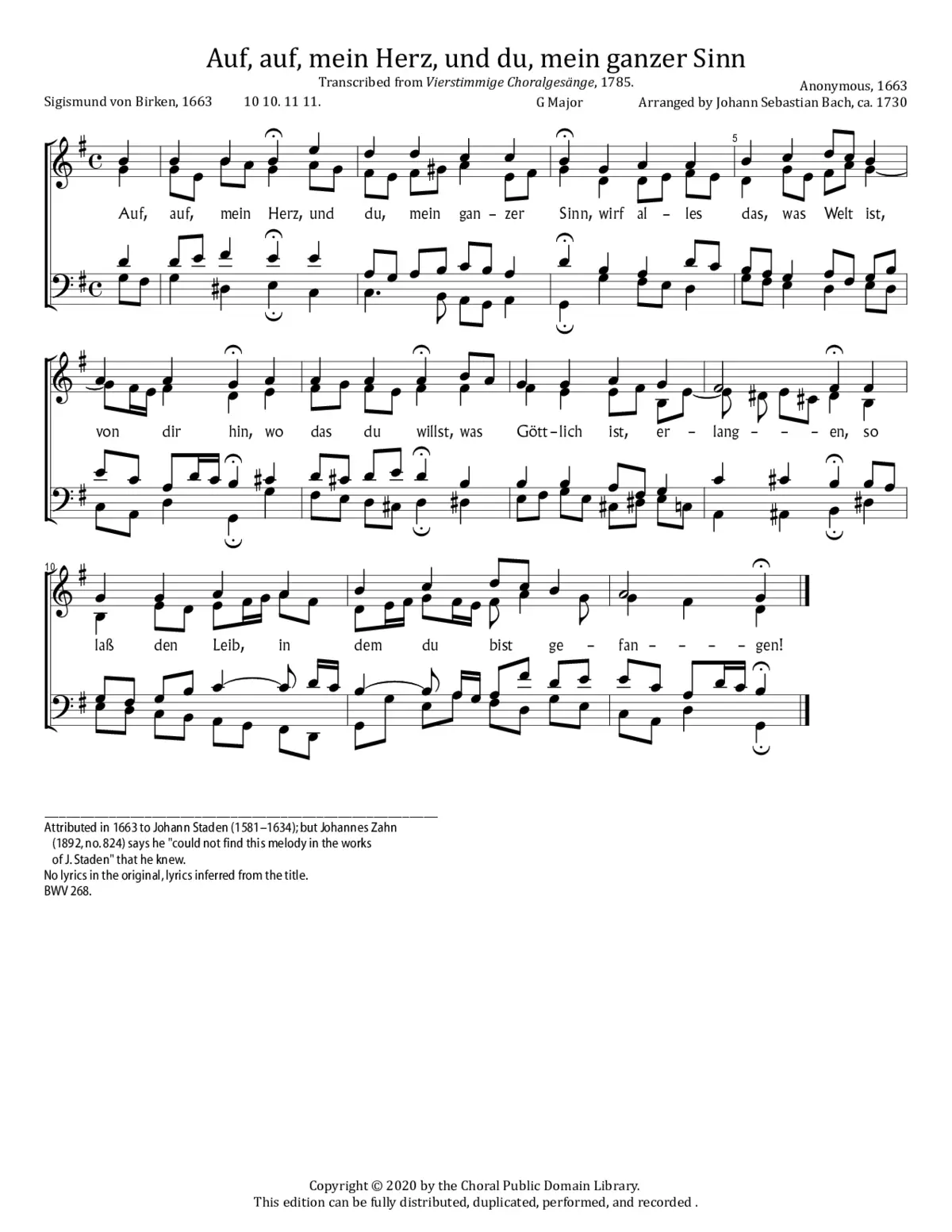 Auf auf mein Herz, BWV 268 - Page 1