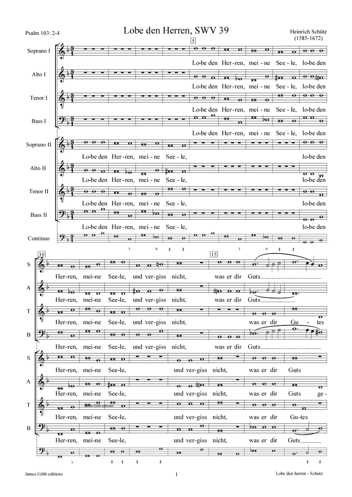 Lobe den Herren, meine Seele, SWV 39 - Page 1
