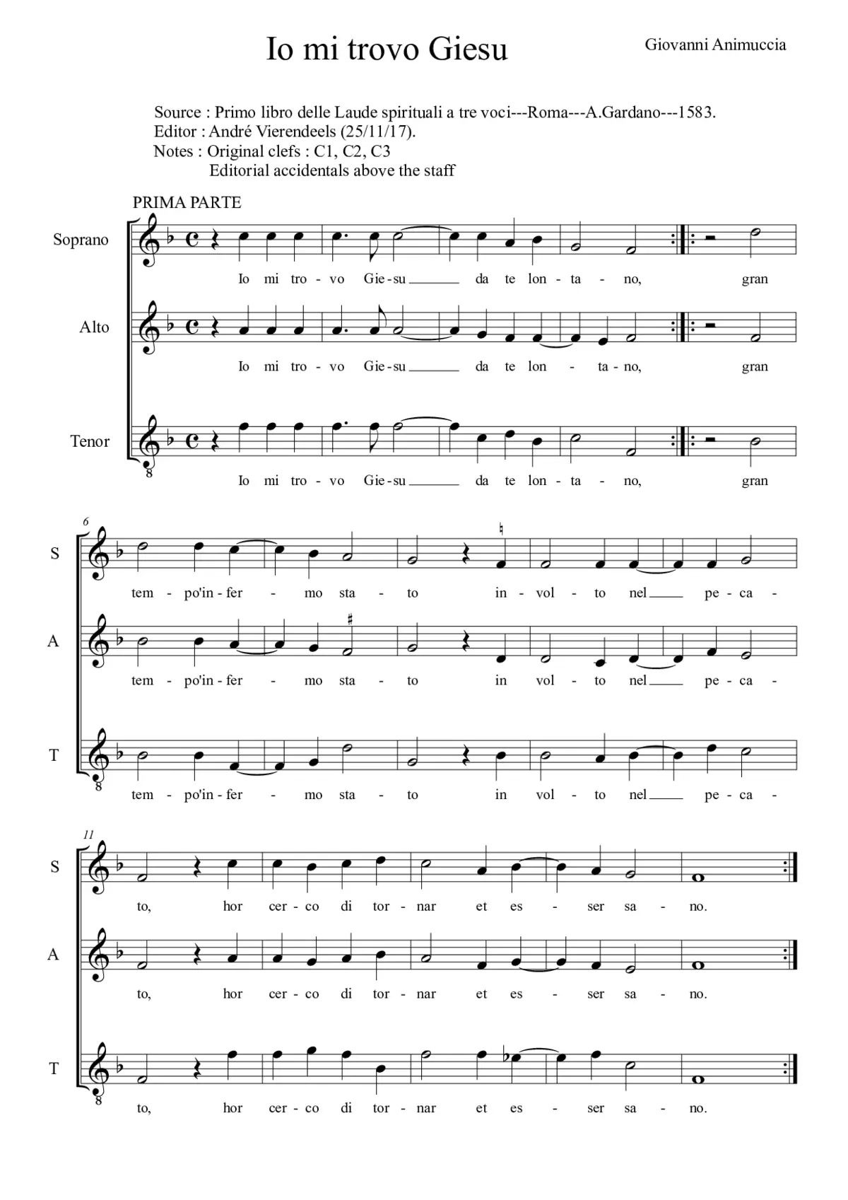 Io mi trovo Giesu da te lontano - Page 1