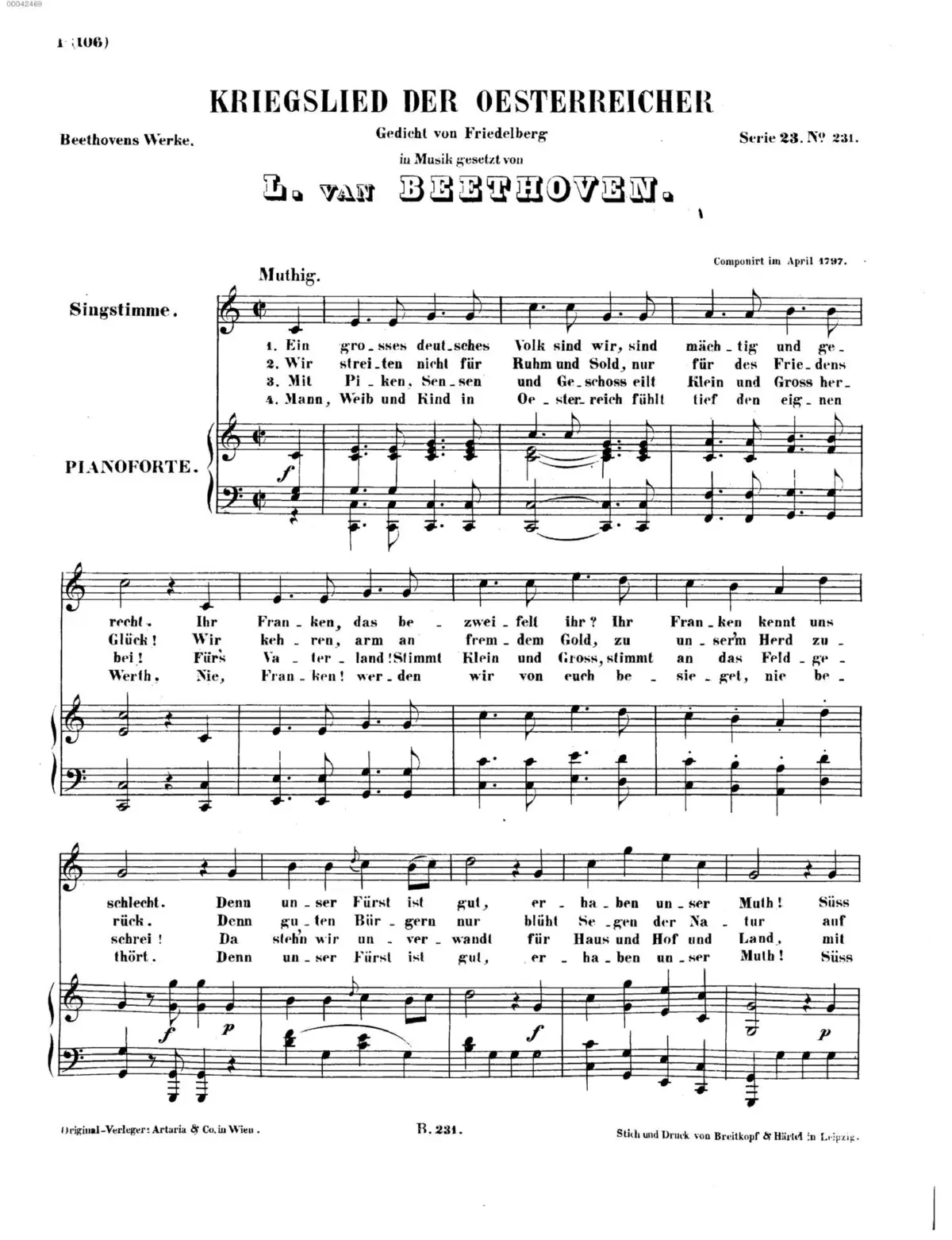 Kriegslied der Österreicher, WoO 122 - Page 1