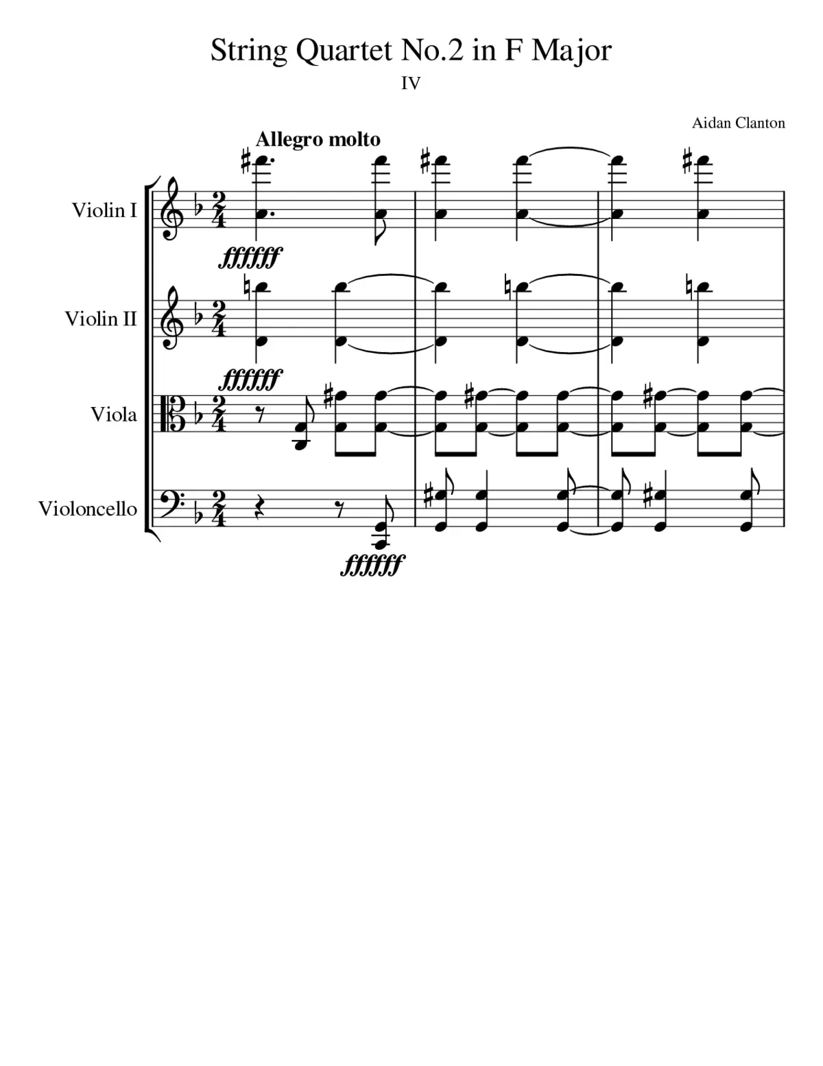 String Quartet No.2 in F Major; IV - Page 1