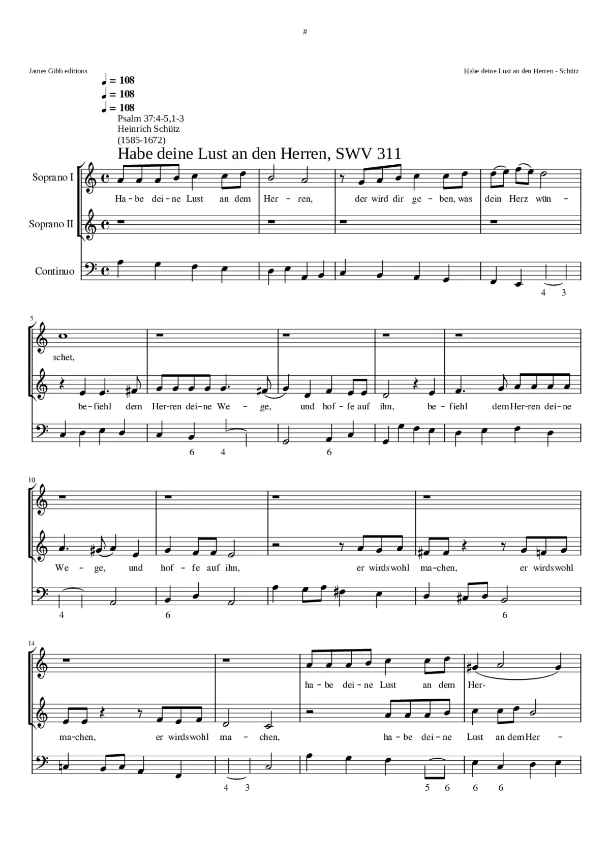 Habe deine Lust an dem Herren SWV 311 - Page 1