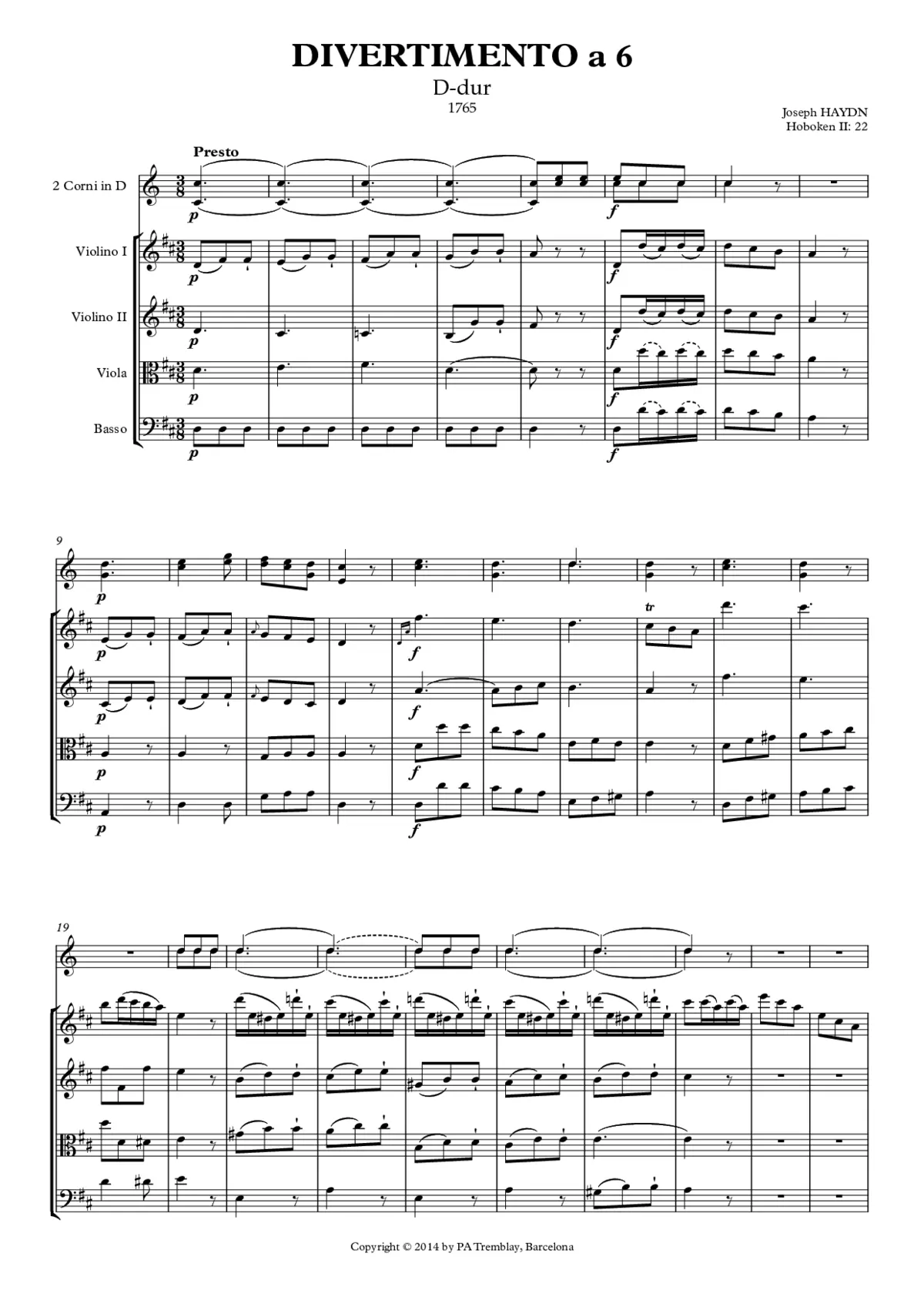 Divertimento in D major - Page 1