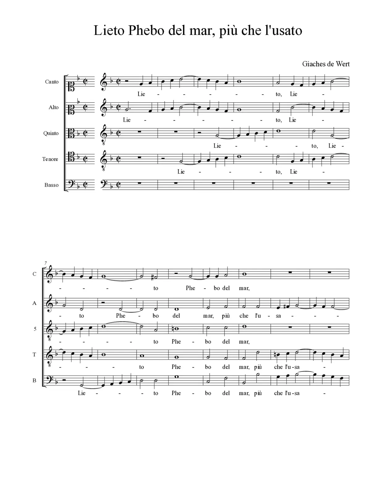Lieto Phebo del mar, più che l'usato - Page 1
